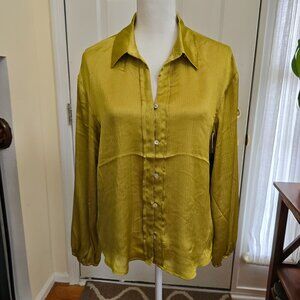NWT Vince Camuto Women's Lime Green Satin Blouse Size M